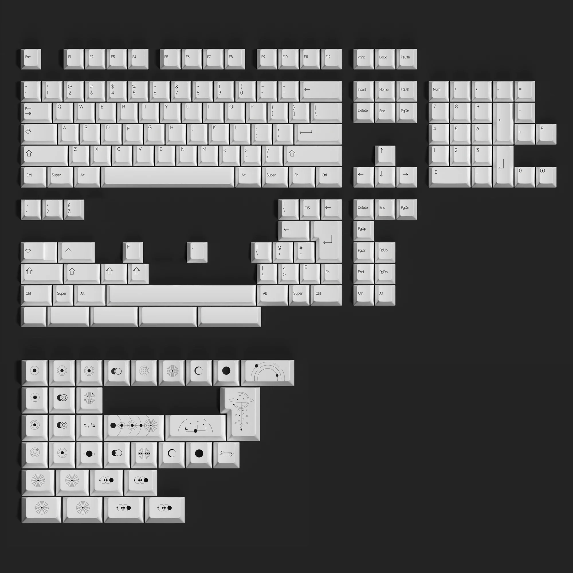 Eleworks Alpha Centauri 염료 서브 베드 키캡 세트, 체리 프로파일, 두꺼운 PBT, 키보드 87 tkl 104 ansi xd64 bm60 xd68 BM87 BM65