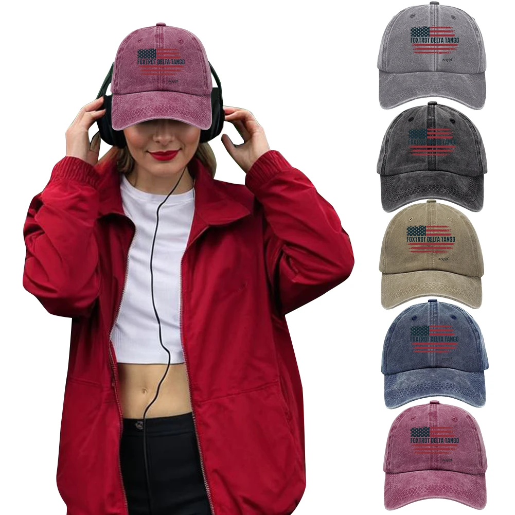 US Flag Baseball Hat Breathable Adjustable Dad Hat Comfortable Washed Cotton Trucker Foxtrot Delta Tango for Men Women
