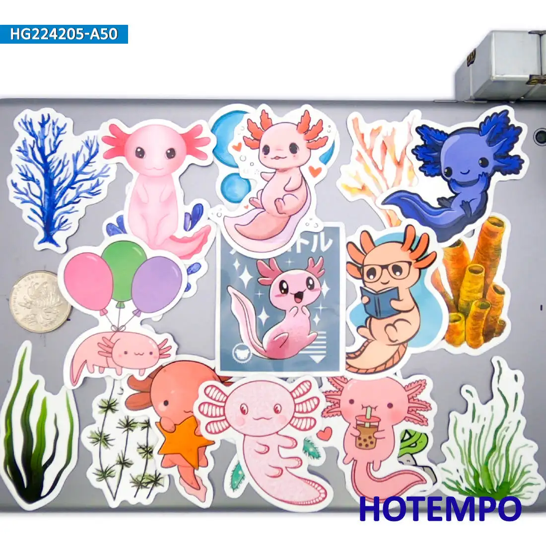 20/30/50 Stück, Lustige Axolotl Abziehbilder, Niedliche Karikatur, Tieraufkleber, für Sammelalbum, Gepäck, Motorrad, Auto, Fahrrad, Telefon, Gitarre, Laptop-Aufkleber – Detail 12