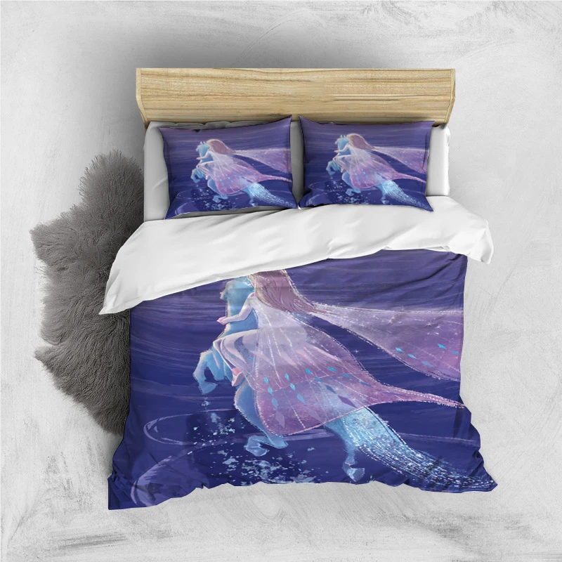 thumbnail image 1 of Disney Cartoon Frozen Elsa Print Three Piece Bedding Set Cover Set With Pillowcase Children or Adults King Queen Full Twin Size, 1 of 5