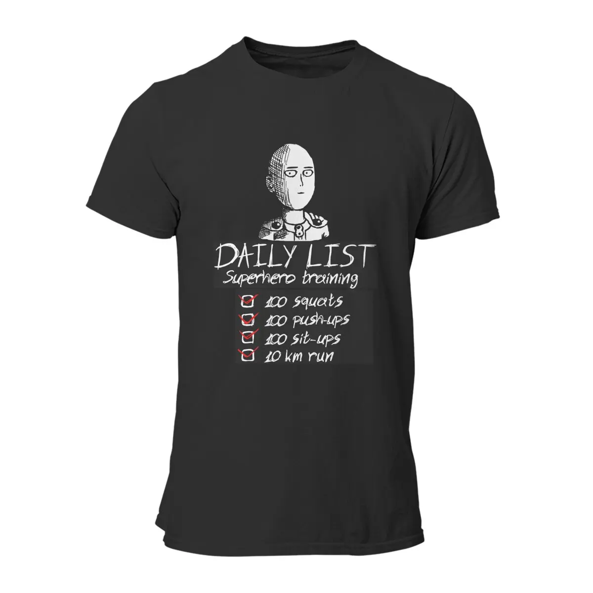 Manga One Punch-Man lustige tägliche Liste Anime T-Shirt für Männer 100% Baumwolle bedruckte Tops kreative Sommer plus Größe T-Shirts – Detail 4