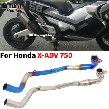 Slip On For Honda X-ADV 750 X ADV750 XADV 750 Motorcross Exhaust Front Pipe Motorcycle Muffler Modify Stainless Steel Tube Link