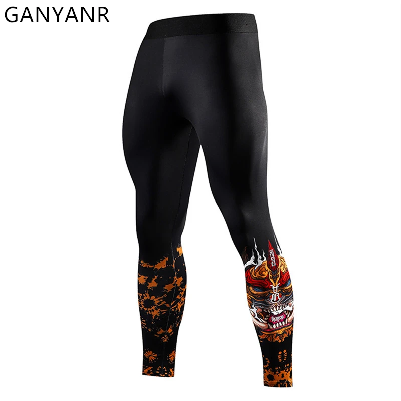 GANYANR Running Tights Men Sportswear Leggings Compression Pants Gym Fitness Basketball Trousers Football Cool Training Workout