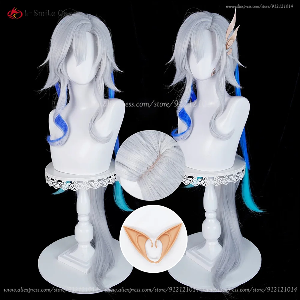 Lantern Rite Neuvillette Cosplay Perücke 98cm Grau-Blau Hitzeresistent Synthetik Halloween 2