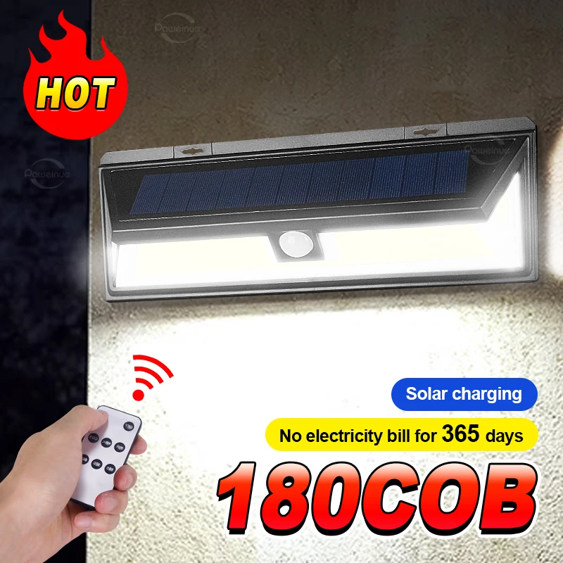 

5000LM 180 COB Powerful Solar Light Outdoor Motion Sensor Wall Light Waterproof Garden Lamp Spotlights For Garden Path Street