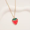 1 Pc Strawberry Fruit Pendant Necklace For Women Cut Adjustable Heart Pendant Necklace Fashion Jewelry Accessories Gift 3