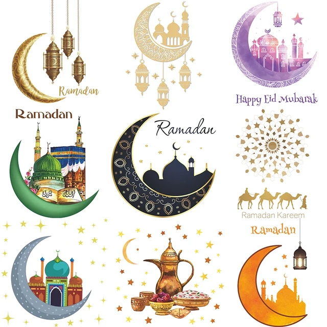 Pegatina de ventana Eid Mubarak, decoración de Ramadán para el hogar,  fiesta musulmana islámica, Mubarak, Ramadán, 2024 - AliExpress