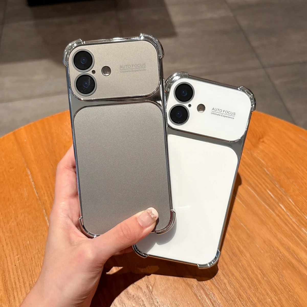 Official Plating Large Window Orange Phone Case with Four-Corner Anti-Fall Camera Protector