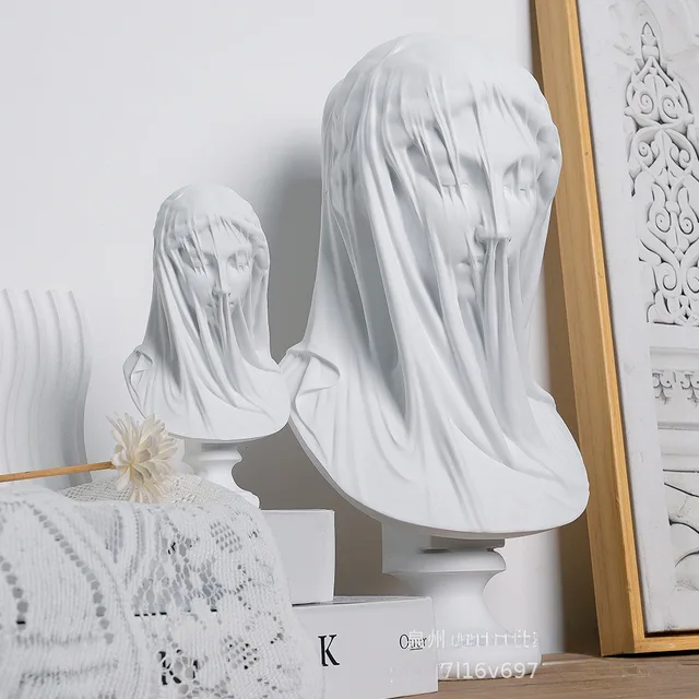 Statue de déesse grecque, buste de dame voilée, cadeaux classiques de la mythologie romaine, Sculpture de jeune fille, décorations d'étagère de bureau pour salon de maison 2
