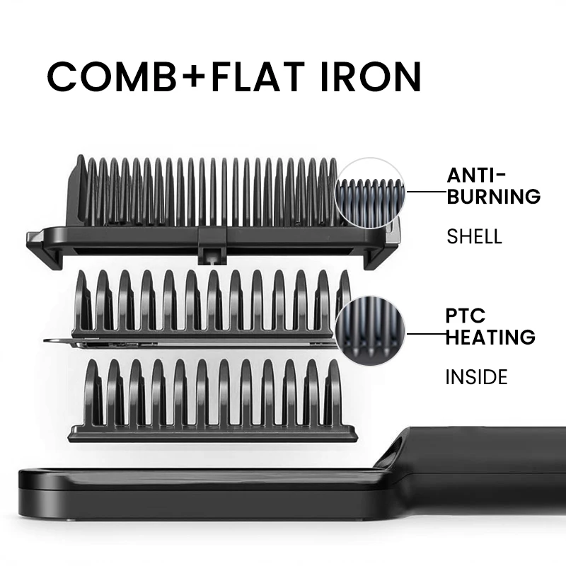 KSKIN Hot Sale Hair Straightener 2 in 1 Brush Multifunctional Professional Hair Flat Iron Comb