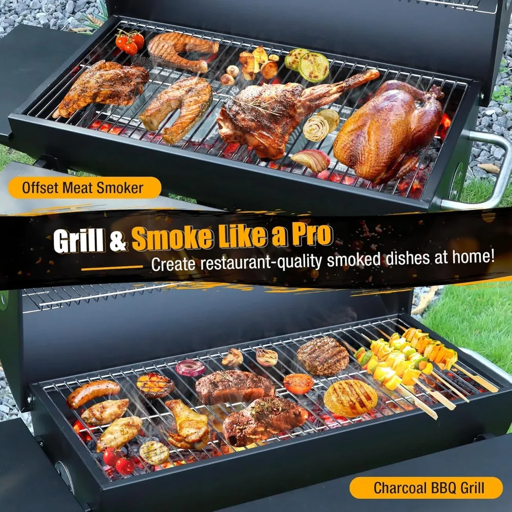 Luxurious Outdoor Barrel BBQ Grill with Side Table - High-End Smoker Combo for Backyard Grilling S4e9d24910462490e917fda639b4aa958I