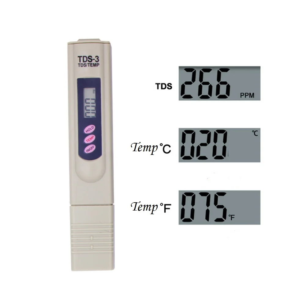 TDS דיגיטלי LCD נייד 0- 9990ppm  מבחן איכות מים  עט מבחן מים  כלי מידוד מטר מסנן  עבור אקוואריום דגים  הידרופוניקה  בריכה  Monitor ניתוח איכות מים משתינים