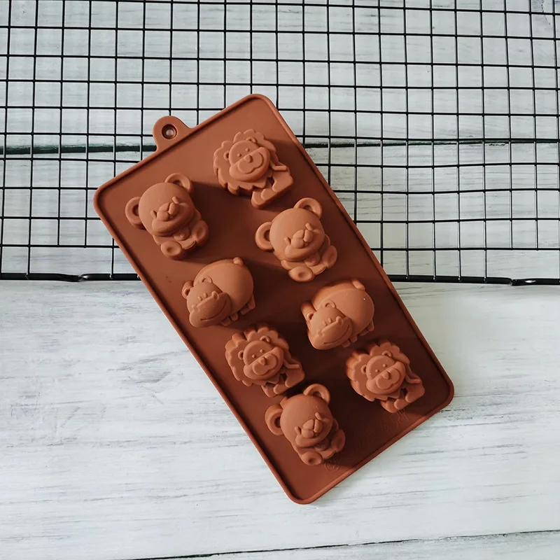 

1pcs Silica Gel 8 Hippo Bear Chocolate Mould Cartoon Lollipop Cake Mould Rice Cake Steamed Chinese Sponge Cake Ice Cube Mould