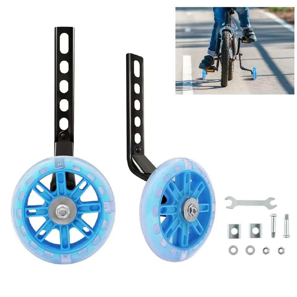Ruote Ausiliarie Bici Bambini - 2 PCS Regolabili, Nero