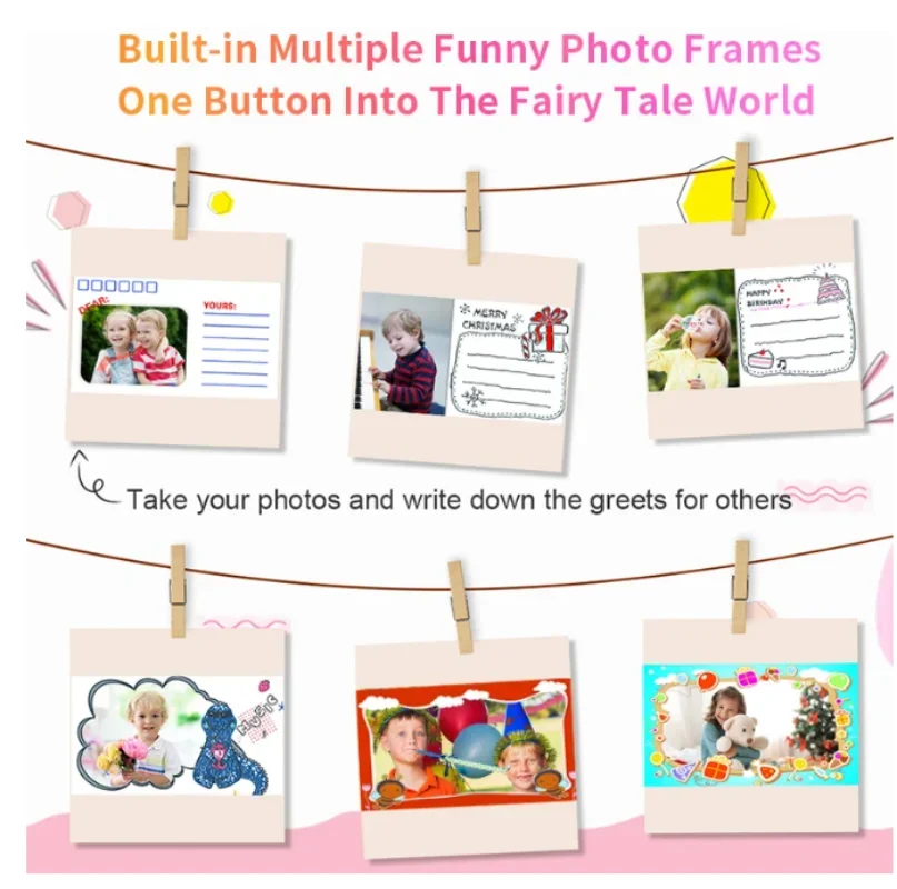 사진용 디지털 어린이 카메라, 미니 프린터, 휴대용 열 즉석 인쇄 사진, 어린이 카메라, 비디오 교육 장난감 선물