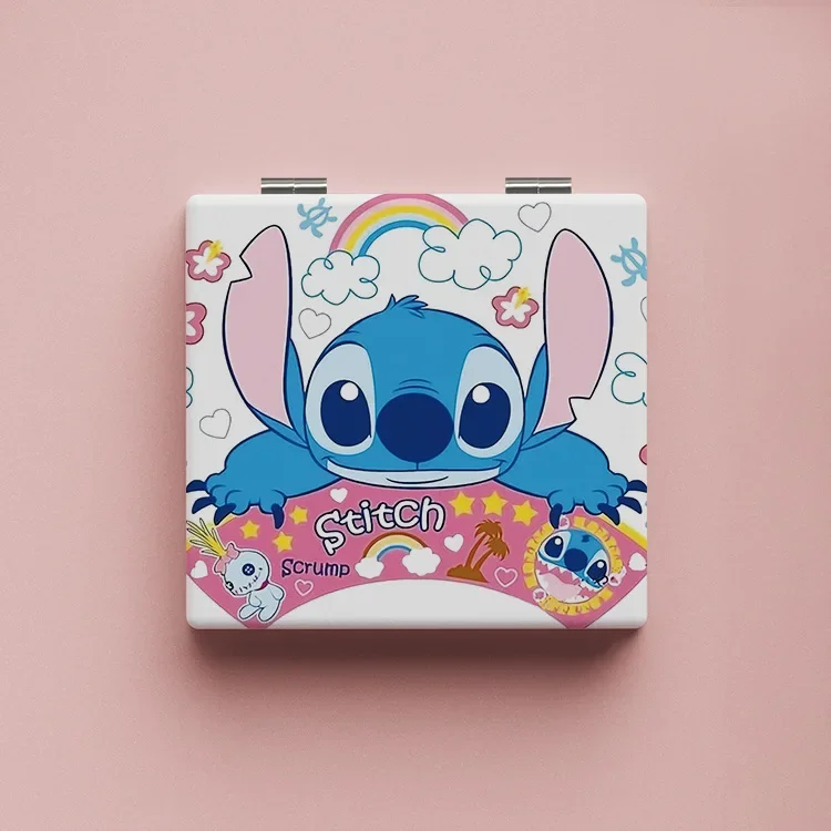 Makeup mirror Kawaii Lilo&Stitch Cute Print Mirror Girl Cartoon Stitch Makeup Mirror Portable Foldable Holiday Gift