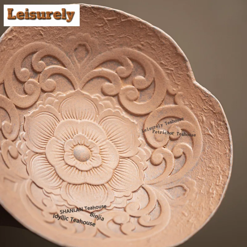 Coarse Ceramic Patterned Fruit Dishes Ancient Pastry Plate Dried Fruit Snack Plate Food Dinner Plates Plates for Food Ornaments