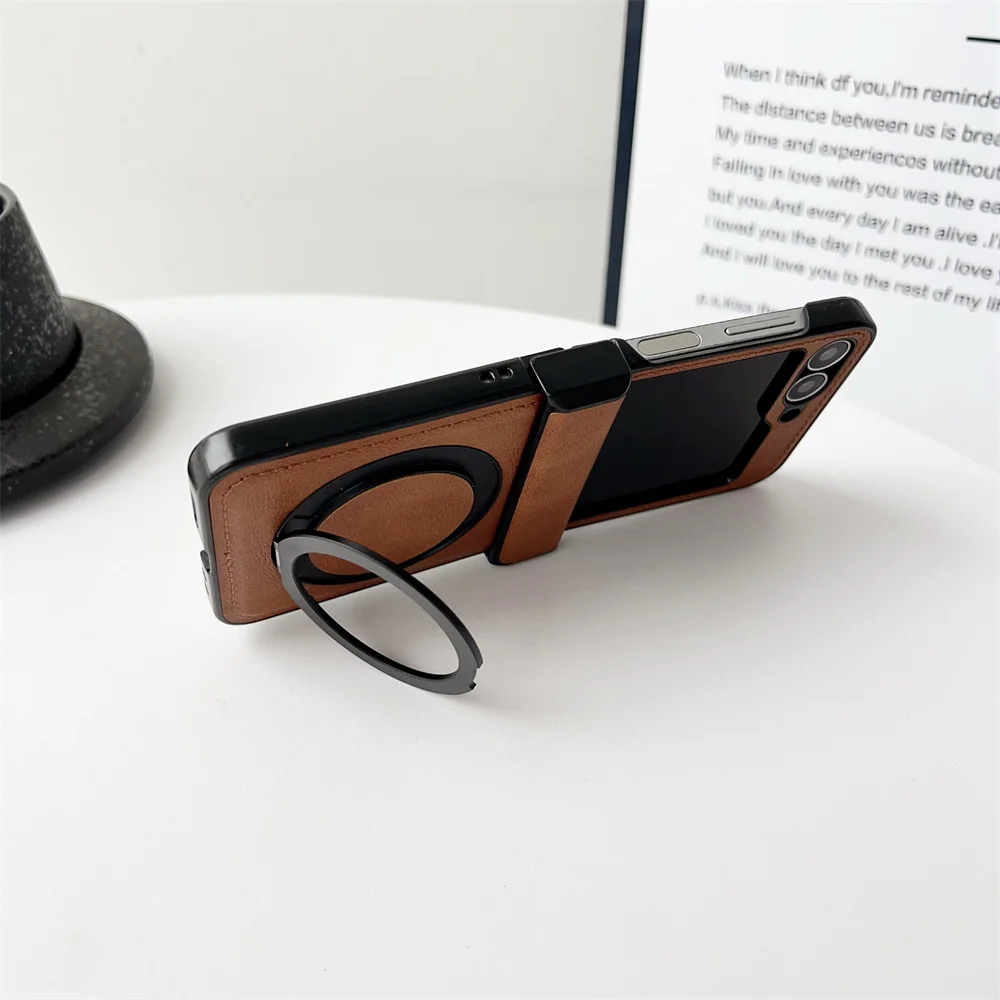 Rotating Magnetic Leather Case with Shockproof Protection