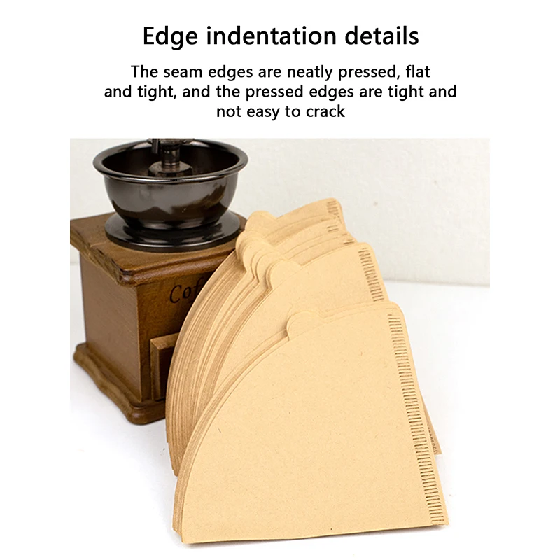 Description Picture 6 of item100pcs Coffee Filter Paper V-Shaped Wood Pulp Drip Paper Cone Coffee Strainer Bag Espresso Tea Infuser Accessories