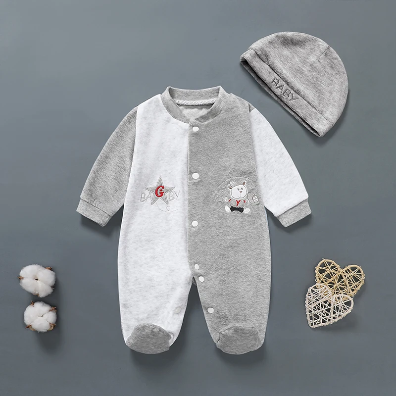 Velvet cartoon pattern newborn cotton fabric for 0-9 months baby boys and girls baby winter pajamas sleepers for baby BOY baby clothes baby sleepsuit