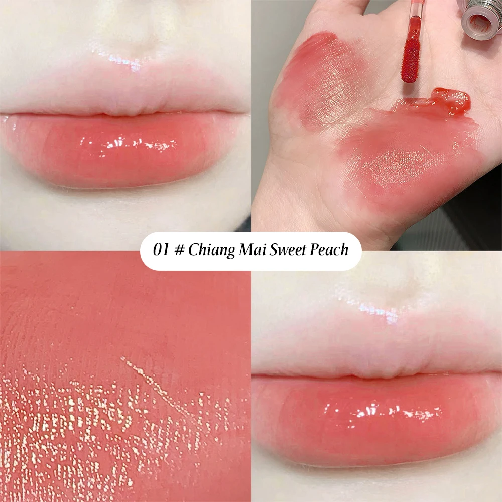 SHAQINUO 6 Colors Of Water Mirror Lip Glaze, Moisturizing Lip Gloss Pink Packaging Cute Girly 3