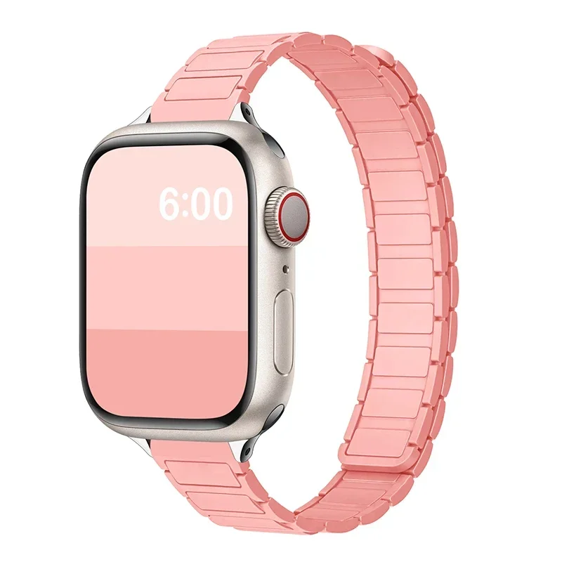 Women's Slim Silicone Magnetic Bracelet Watch Band with Strap