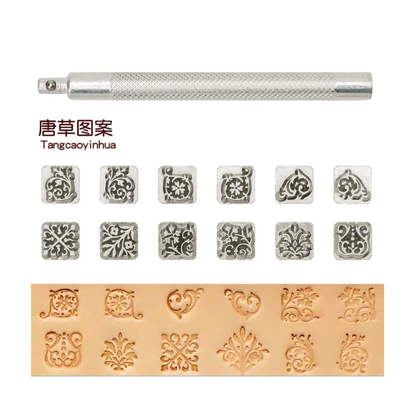 12 Stamps Zodiac Grass Constellation Animal Steel Die Leather Stamping Kit DIY Leather Wood Rubber Stamp Embossing Tool