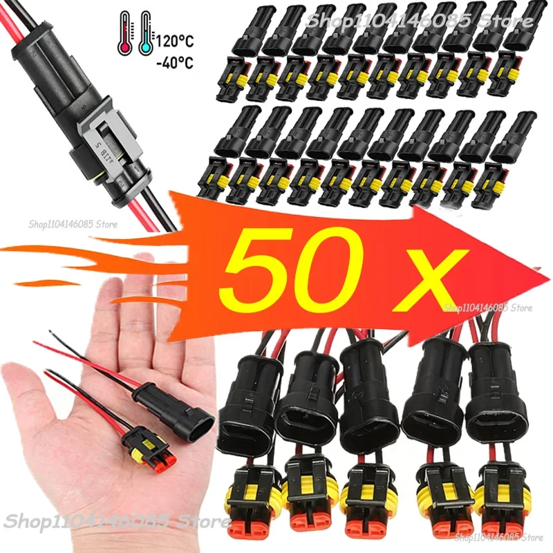 2-poliger Wegstecker, wasserdicht, Kfz-Autokabel, elektrische Anschlüsse, Stecker mit Kabel für Auto, Motorrad, Roller, Marine