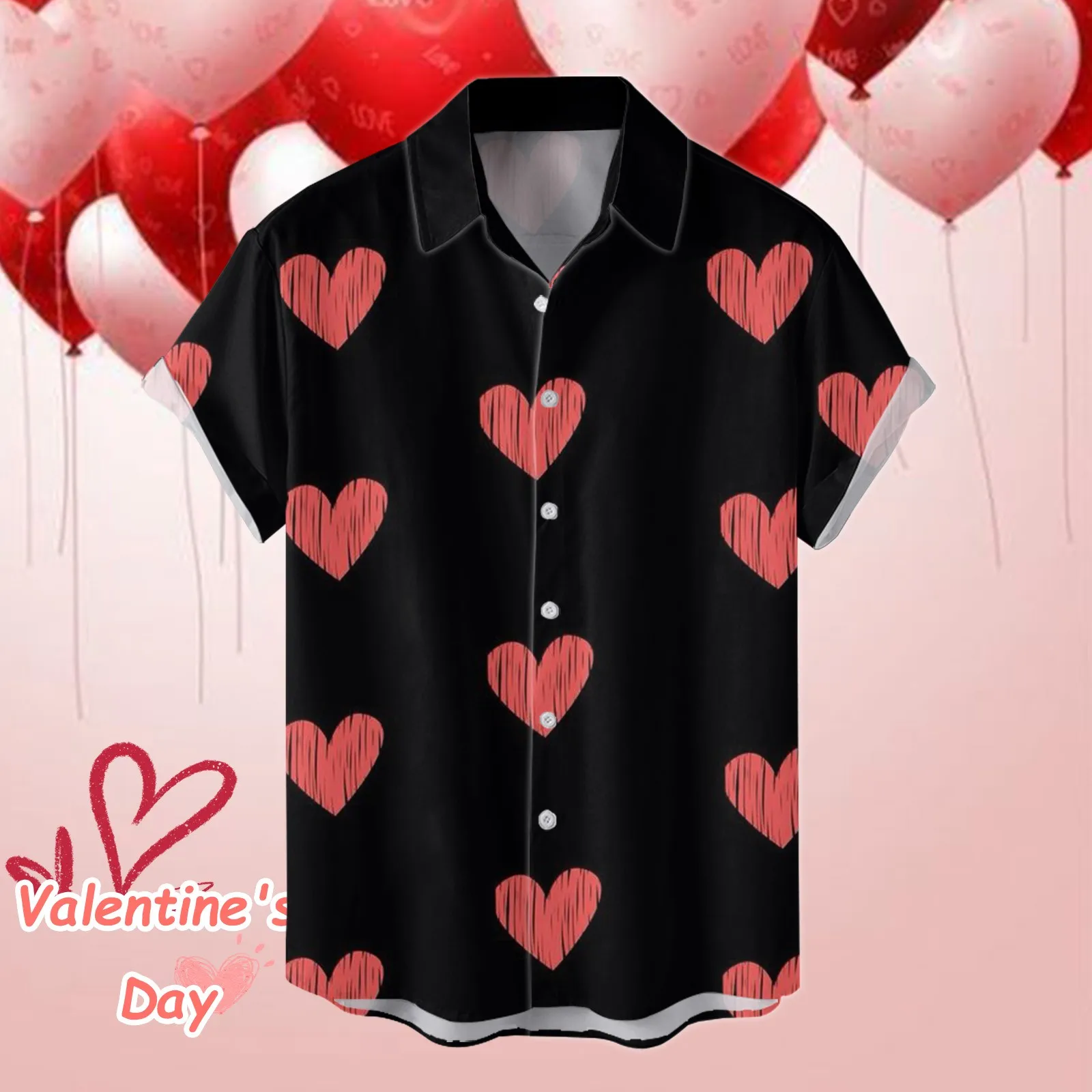 

Men's shirt Lover Tops boyfriend Valentine's-Day shirts Couple-Matching Blouses Casual festive core-Graphic vacation camisas