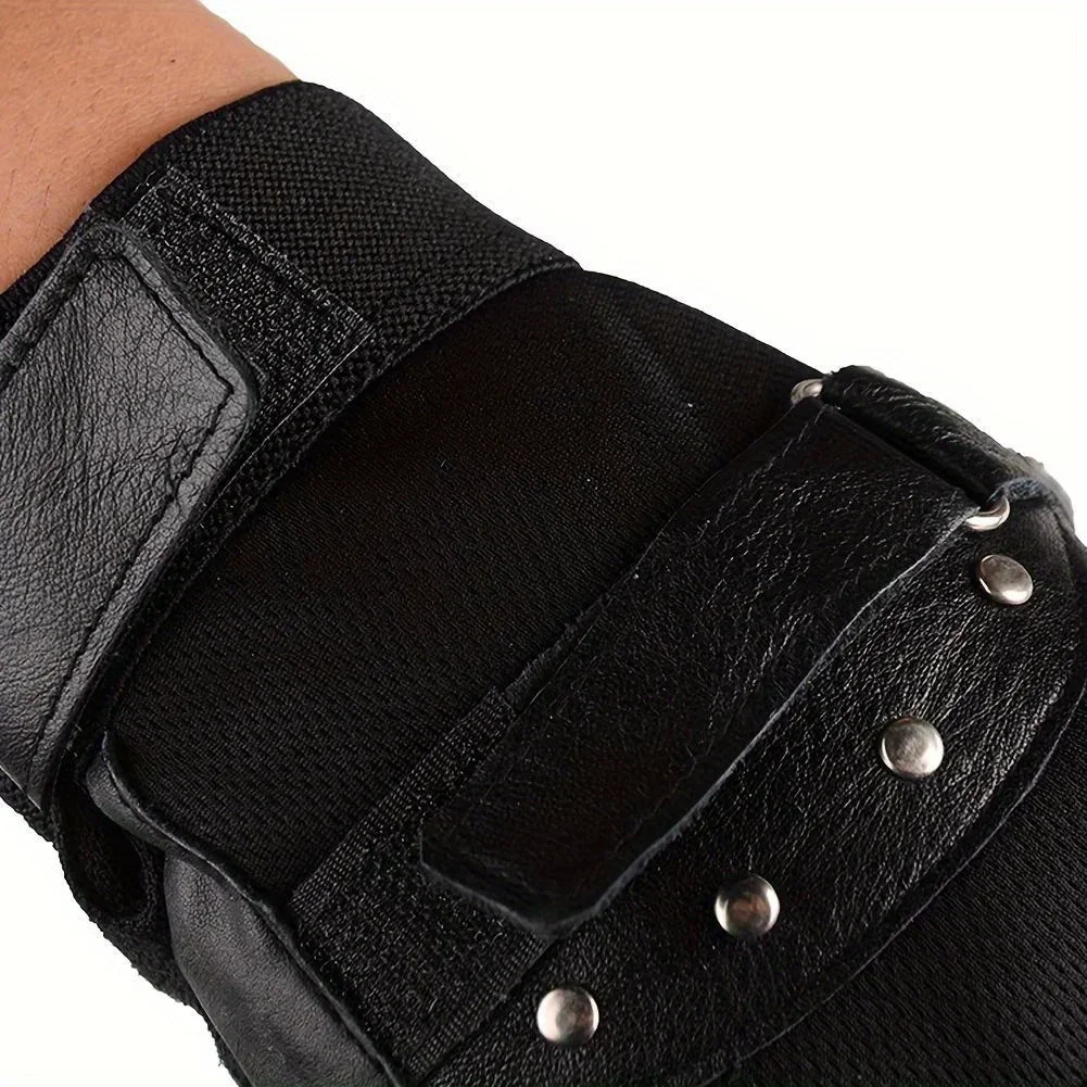 Breathable Half-Finger Sport Gloves - Anti-Slip, Durable Sheepskin Leather for Outdoor Fitness & Cycling, Lightweight
