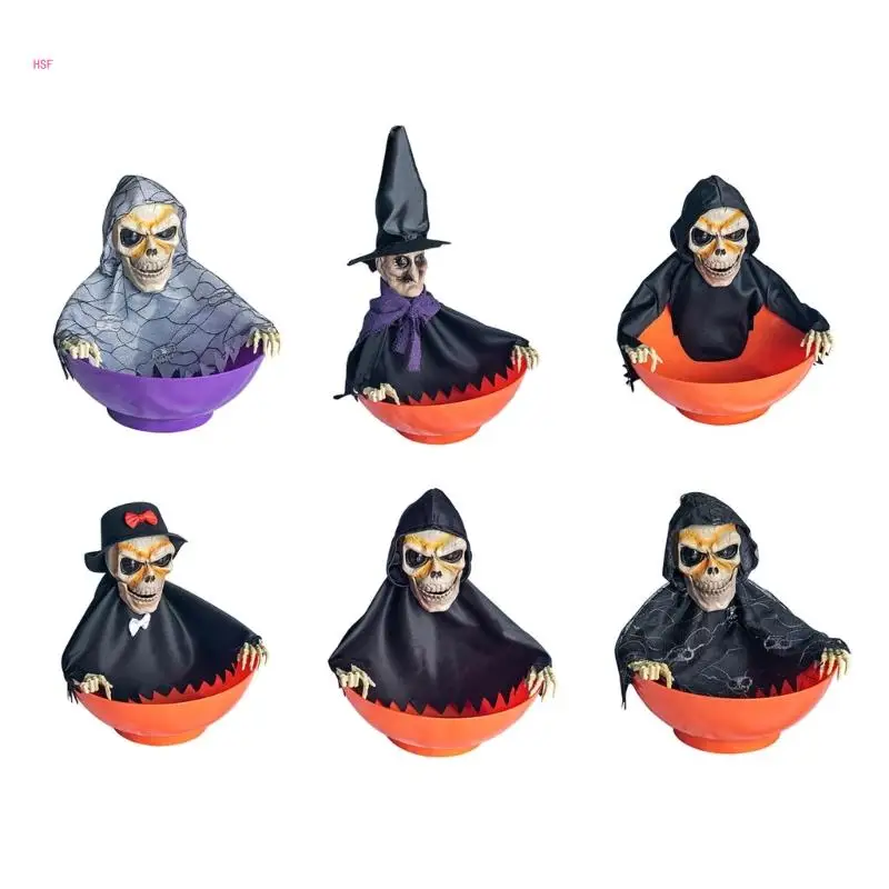 

Spooky Skeleton Candy Holder with Light Up Red Eyes and Moving Parts Screaming