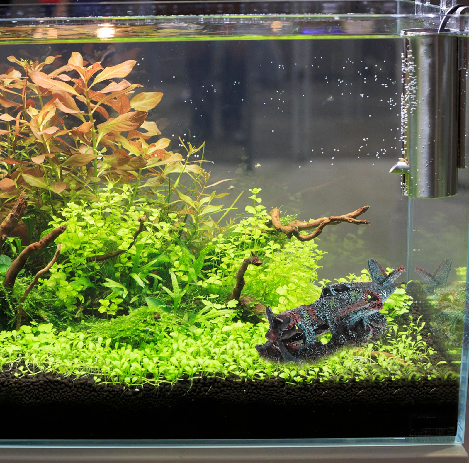 Resin Craft Fish Tank Plane Artificial Plane Wreckage Decor Aquarium Landscape Ornament (Size S)