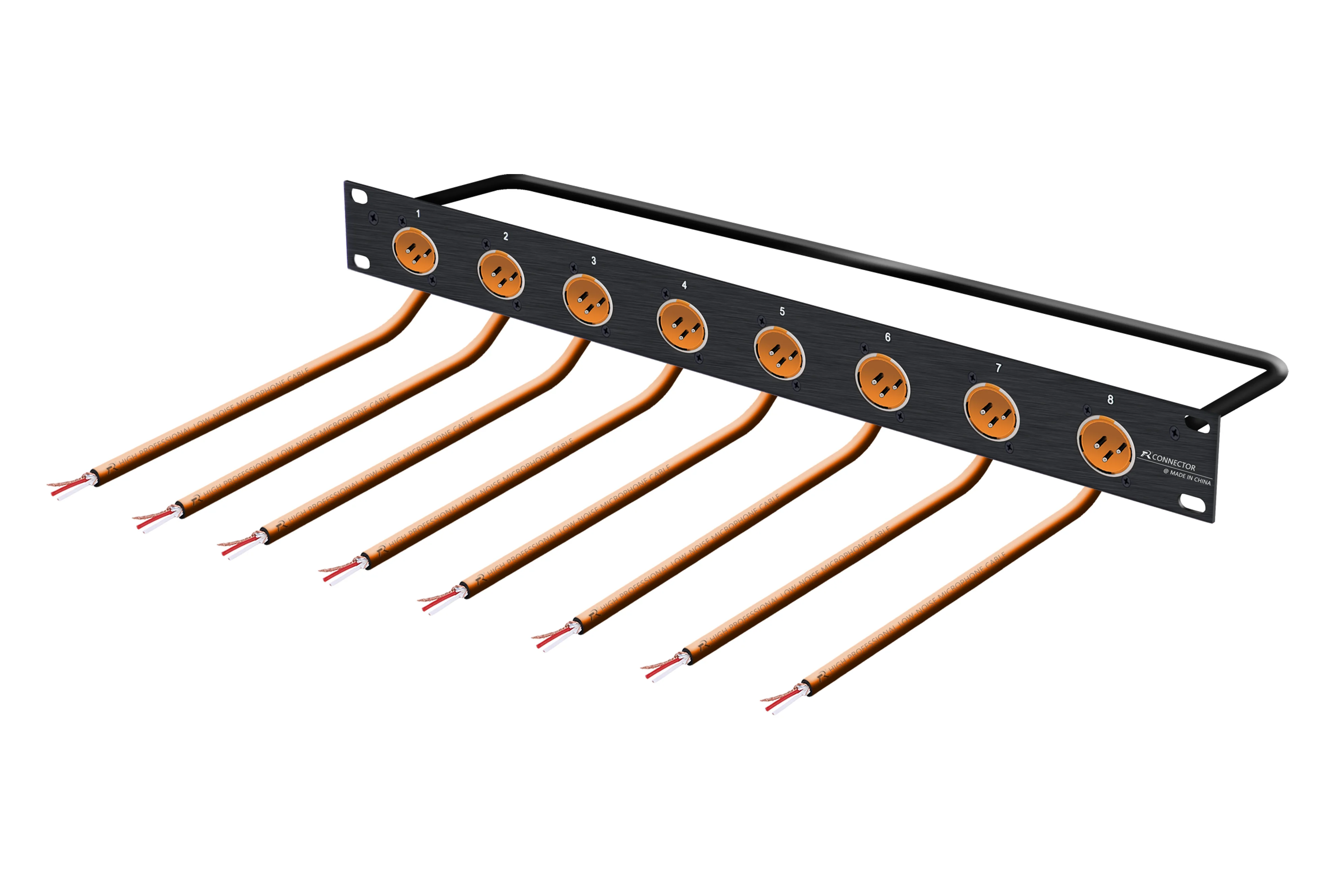Rack Patch Panel 8-Wege 3Pin XLR Stecker Chassis Stecker Audiokabel Pigtail Bare Wire 1U Flight Case Mount für Pro Lautsprecher – Detail 9