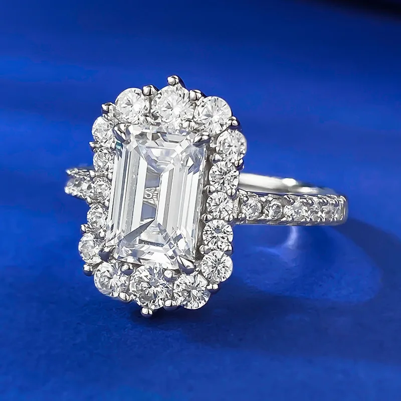 Hot selling 6 * 9mm rectangular S925 silver ring for cross-border independent stations in Europe and America, female