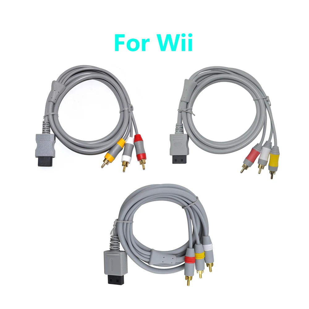 

100pcs 1.8m Audio Video AV Cable For Nintend For Wii Audio Video AV Line Cord Cable 3RCA Converter Wire For Speaker CD DVD