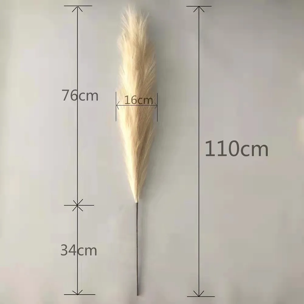 3pcs Artificial Pampas Grass 43inch/110cm Long Fluffy Pampas Grass for Flower Arrangement Wedding Party Centerpiece Home Decor