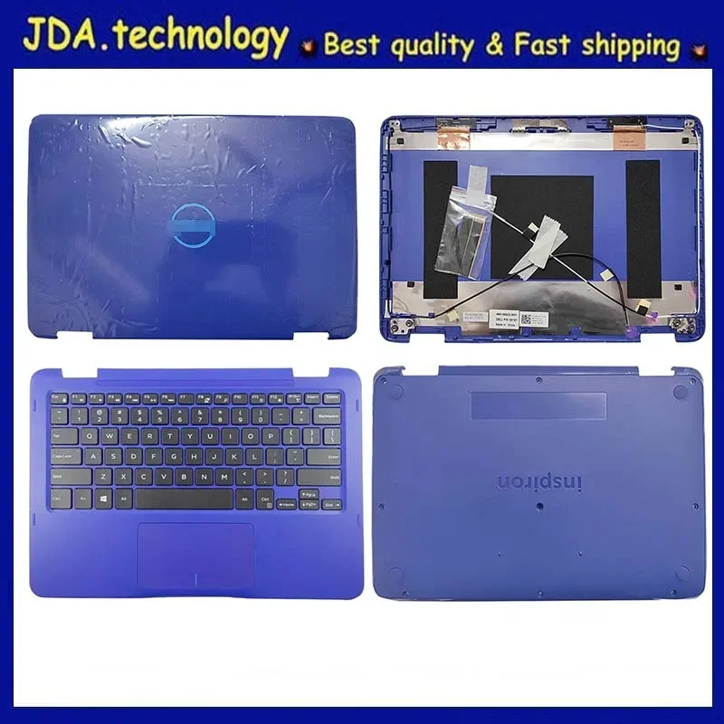 NEW for DELL Inspiron 11 3000 3168 3169 series LCD back cover 08X18Y /Palmrest US keyboard upper cover /Bottom case 03C1HR,Blue
