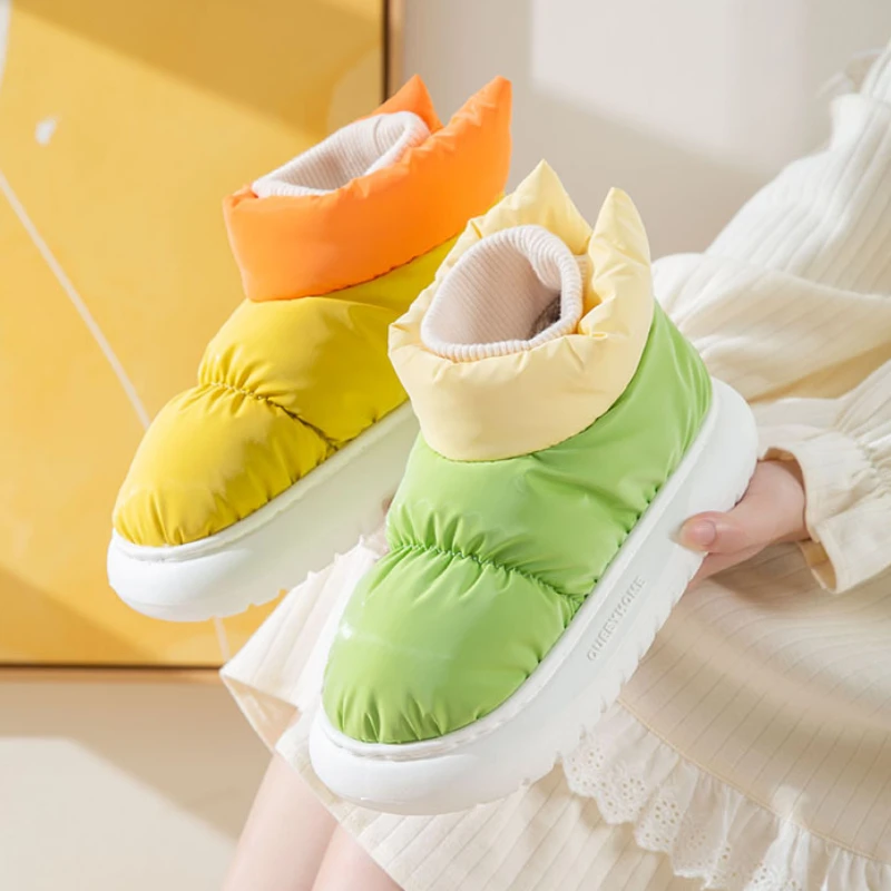 Winter Warm Women's Shoes Female Snow Boots Simple Design Mixed Color Keep Warm Down Comfortable Outdoor Woman Ankle Boot
