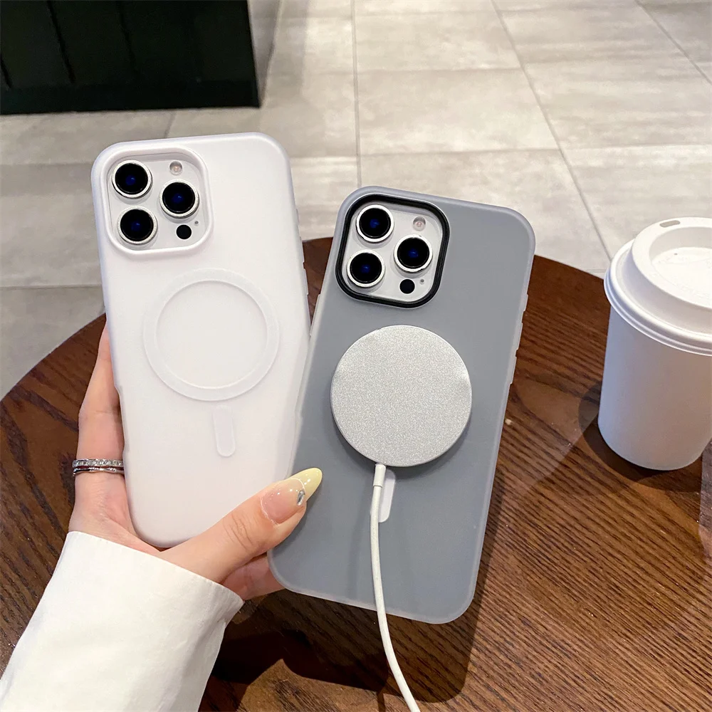 Luxury Candy MagSafe Wireless Charging Matte Phone Case with Magnetic Bumper Cover