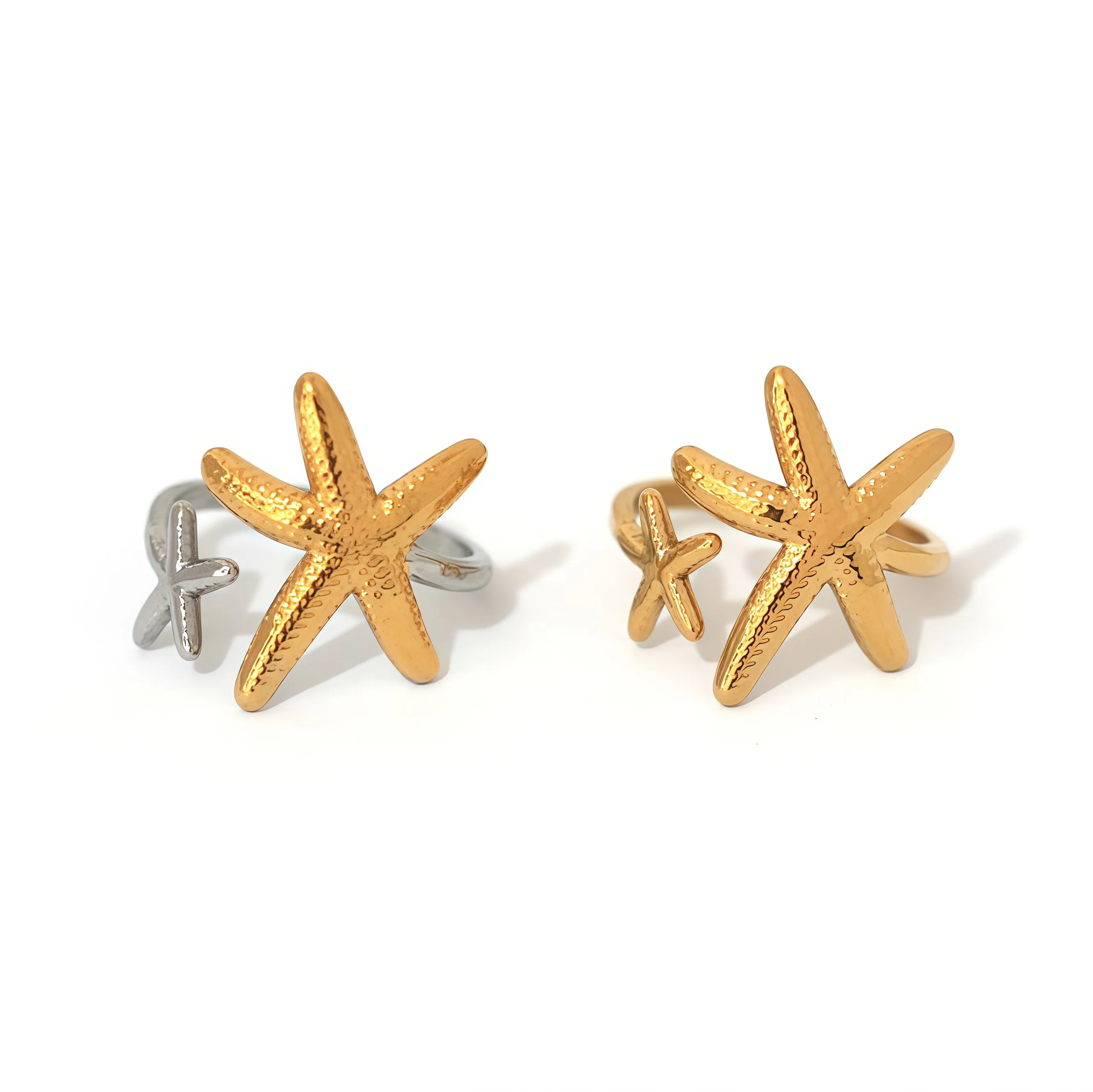 Seabeach Gold Farbe Seestern Muschel Ring für Frauen Neue Mode Große Perle Shell Finger Ringe Schmuck Sommer Persönlichkeit Geschenke – Detail 6
