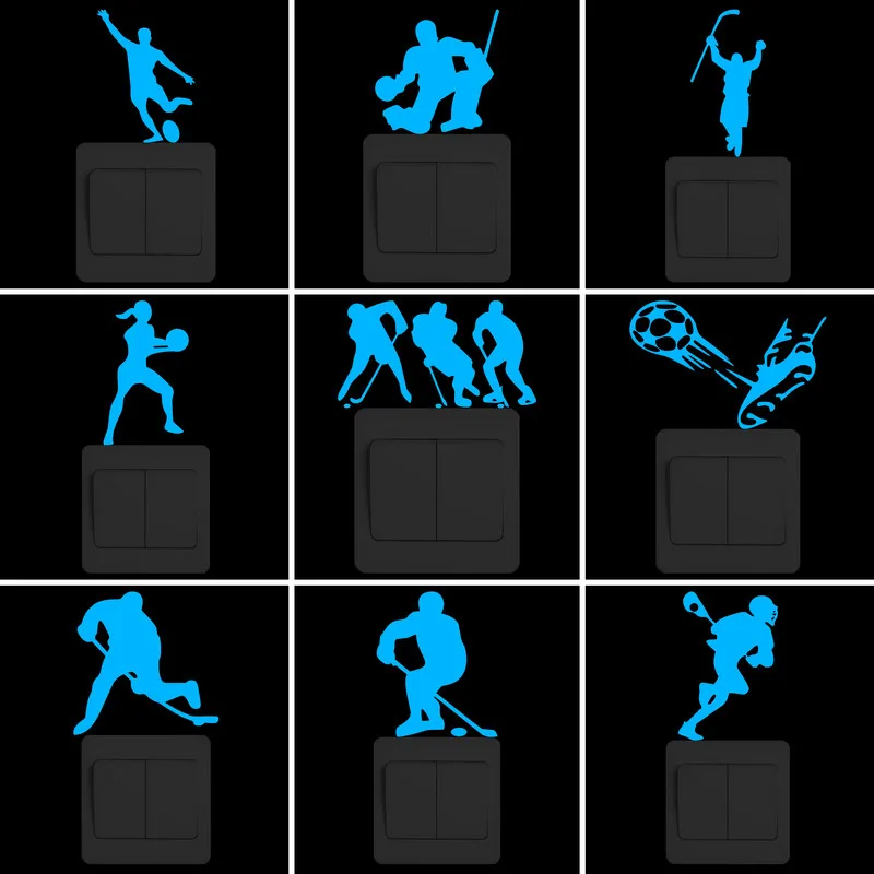 Sport Player Luminous Switch Sticker Glow in the Dark Wall Sticker DIY Home Decor Rugby/Ice Hockey/Lacrosse/Basketball/Ball Kick wall stickers,car stickers,self adhesive stickers,vinyl stickers,self adhesive wall stickers,vinyl wall stickers,glow in the dark stickers,chalkboard stickers,self adhesive switch paste