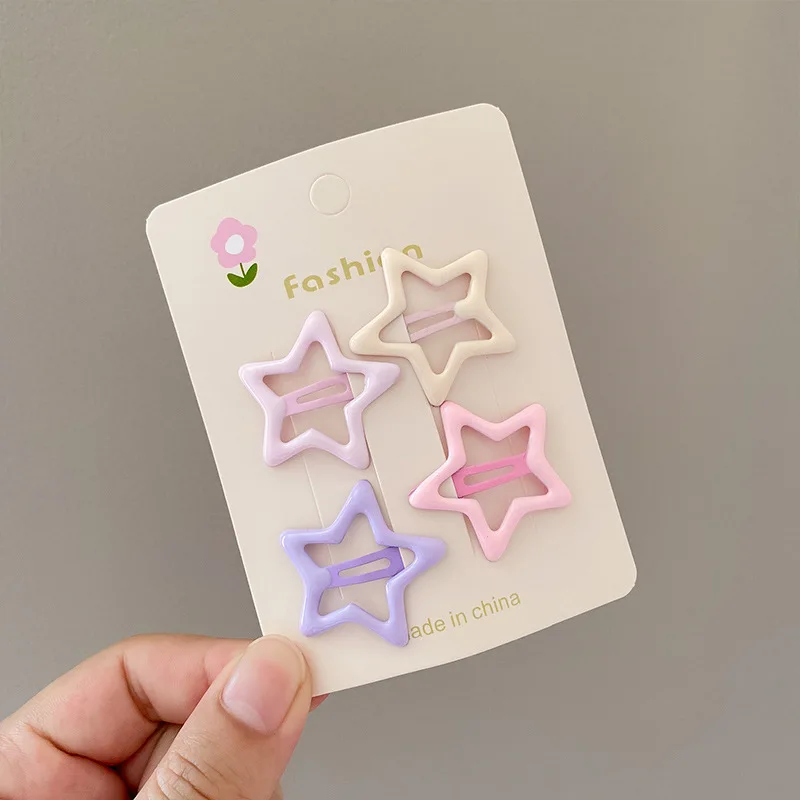 4pcs/set Cute Star Hair Clips Girl's Side Bangs Hair Accessories Small Clip Children's Hair Decorations Kids Accessories 머리핀