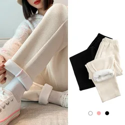 Plus Velvet Women's Pants Winter Leggings Women 2024 Thicken Black Wide Leg Pants Women Korean Casual Pants Female Legging Pants