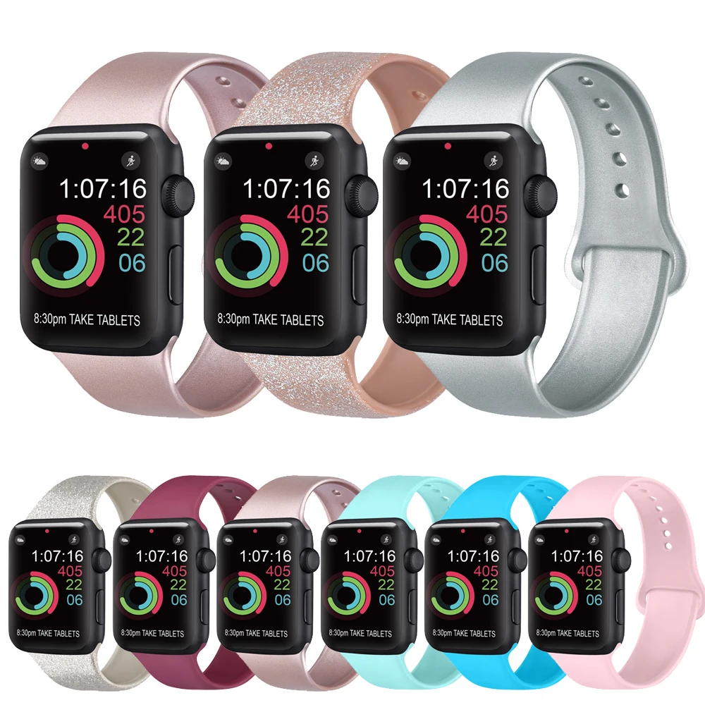 

Silicone Strap Band For Apple watch band 41mm 45mm 42mm 38mm 40mm 44mm Watchband bracelet correa For iWatch Series 7 6 5 4 3 2 1