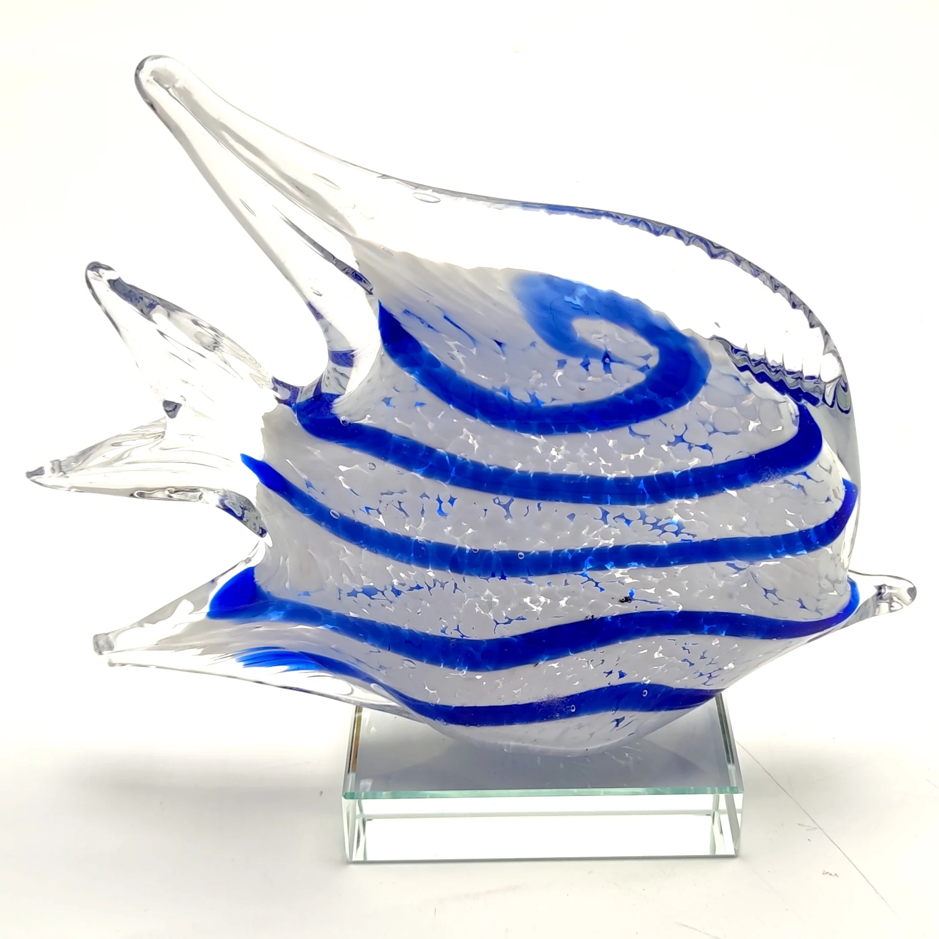 

Blue Stripe Tropical Fish Glass Sculpture Home Decor Glass Fish Art Glass Sea Animal Figurine Handmade Ornament Birthday Gifts