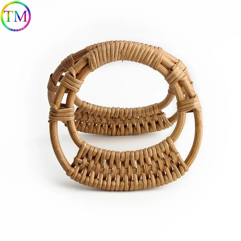 2PCS Wooden Natural Rattan Bag Handles Bamboo Handle Crafts Sewing For Replacement Bag Handle DIY Sewing Accessories
