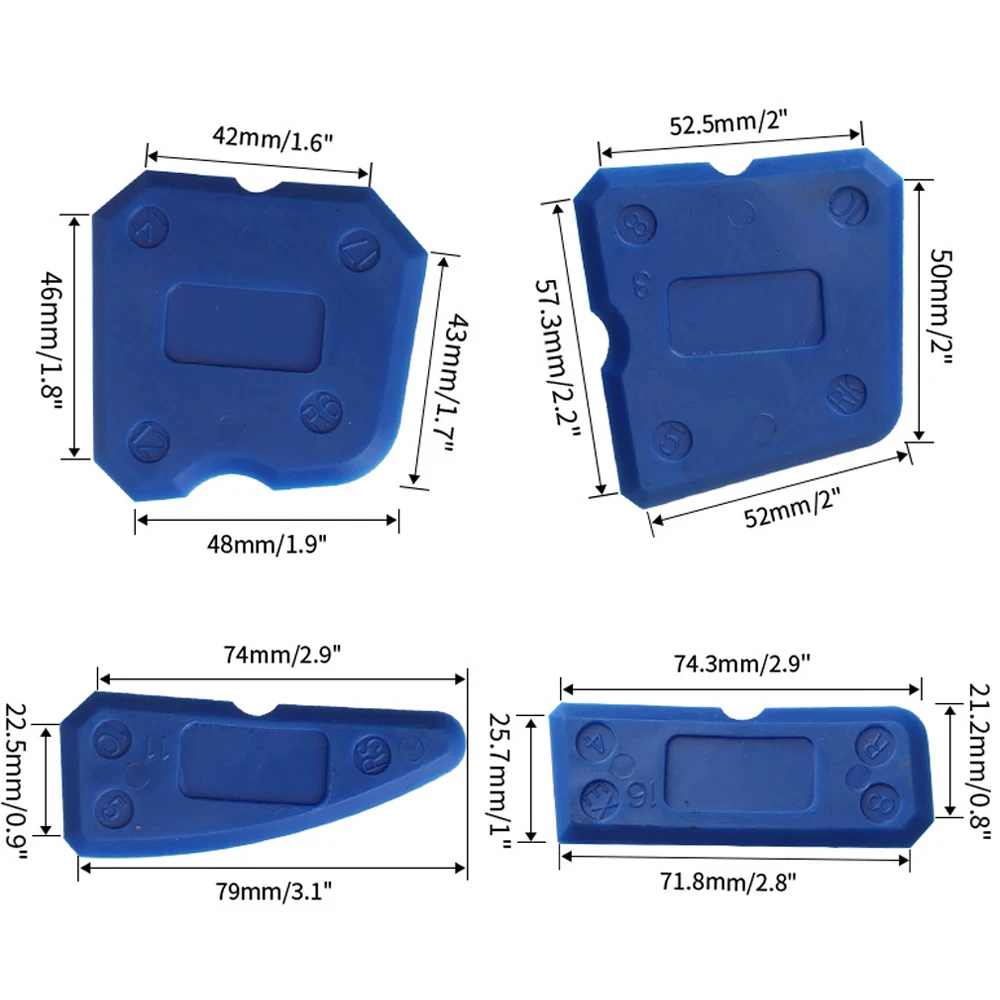 4-Piece Silicone Caulking Tool Set - Versatile, Easy Clean-up, & Professional Sealant Spreading - Ideal for Tiles, and Floors