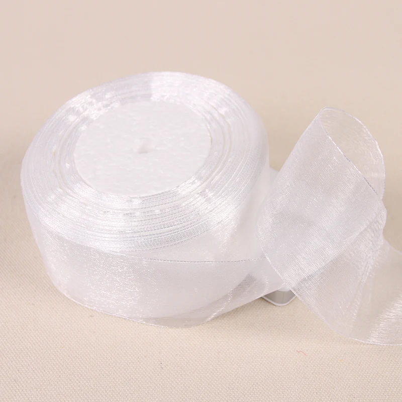 White Organza Ribbon for DIY Crafts and Gift Wrapping - 50 Yards Roll