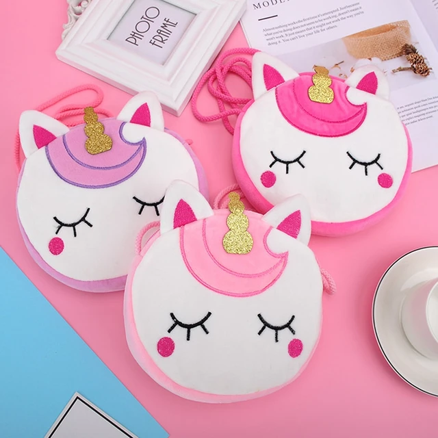 Cartoon Unicorn Travel Fur Crossbody Bag Coin Purse Gift Shoulder Bag Women Girls Corduroy Square Belt Phone Purse 1
