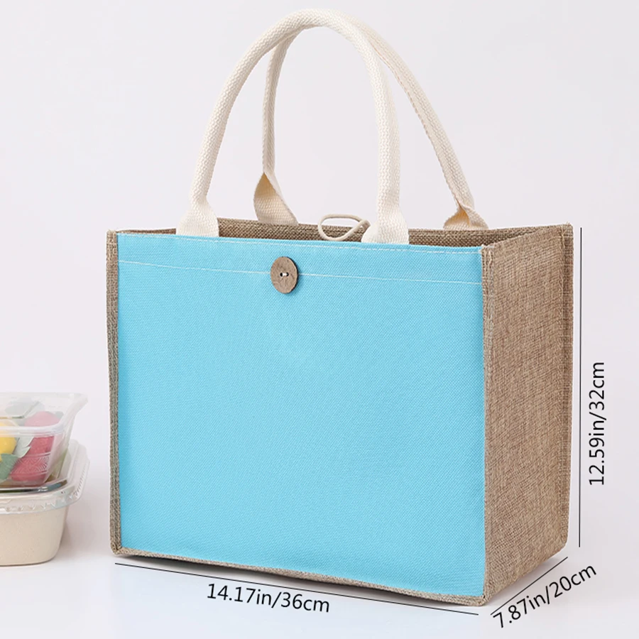 Linen plain color ladies handbag  buckle style fashionable multi-functional gift bag  daily outing shopping storage bag 14
